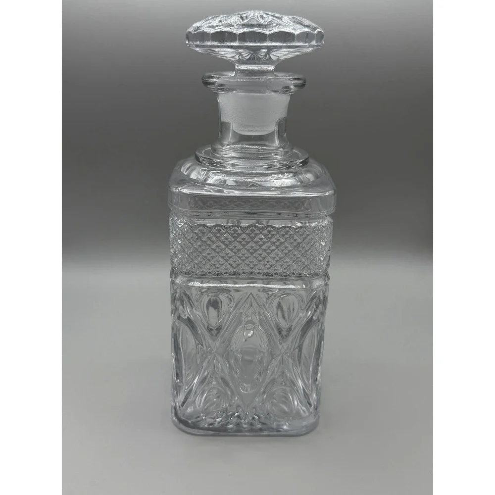 Vintage Imperial Glass Cape Cod Clear Pressed Glass Whiskey / Rye Decanter